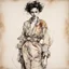 Placeholder: The perception of newness comes from a female figure with that undergoes a transformation after some specific action and adapts to a new space as if in the form of a garment, ink, EGON SCHIELE style, maximum detail, quality textures, bright lighting, high resolution