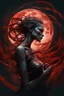 Placeholder: A dramatic digital painting portraying a figure under the Red Moon, veins pulsing, claws of temptation visible, soul in turmoil. In the style of Giger and Salvador Dali and Van Gogh, vivid colors, swirling brushstrokes, highly detailed, 8k resolution, surrealistic., by Ryohei Hase, Agnes Cecile, Raymond Swanland, Anne Bachelie