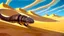 Placeholder: In the desert in the dunes a large sandworm full screen