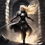 Placeholder: she launches herself forward, a blur of blonde hair and scarred skin. The shadow-thing recoils, its form wavering like smoke caught in a draft, but you are already on it. Her shield slams into its midsection, flattening the mass of darkness against the stone wall. It squeals—a sound like tearing parchment—and she twists, pinning it there with all her weight. The black ooze of its substance smears across the rock beneath her, slick and cold against her boots.