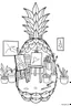 Placeholder: Pineapple Cozy Art Studio Coloring Page: A pineapple cross-section displaying an art studio. Features an easel, paint palettes, brushes, and artworks hung on the walls.