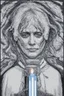 Placeholder: face melting light saber candle chart pixels INFINATE MONEY GLITCH in the style of surrealism black and white