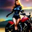 Placeholder: fullbody portrait 'beautiful face sexy Busty Female Biker riding a Superbike',looking at camera,hyperrealistic skin,Hyperrealistic crystal clear eyes,wearing skintight leather ,painting by gaston bussiere, greg rutkowski, yoji shinkawa, yoshitaka amano, tsutomu nihei, donato giancola, tim hildebrandt,Evan Lee,Akira-Raikou, oil on canvas, cinematic composition,sharp image, extreme detail,((fit full head inside picture)),32k