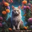 Placeholder: Expressively detailed and intricate 3d rendering of a hyperrealistic: cat, wide shot, cyberpunk plants and flowers, neon, vines, flying insect, front view, dripping colorful paint, tribalism, gothic, shamanism, cosmic fractals, dystopian, dendritic, artstation: award-winning: professional portrait: atmospheric: commanding: fantastical: clarity: 16k: ultra quality: striking: brilliance: stunning colors: amazing depth
