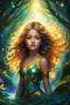 Placeholder: Adorable digital painting style. Beneath the forest's dreamy canopy, A girl of wonder, dressed in starry glee, Her flowing hair, a golden radiant stream, Her eyes, aglow, with a celestial gleam, highly detailed, pretty face, fantasy art, digital art, colored ink, 4k, vibrant colors, dream, correct face structure, correct anatomy