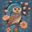 Placeholder: Best quality, masterpiece, ultra high res, detailed, illustration, design, flat vector style, high resolution, illustraTed, shadows and light, aesthetic, modern, ambient lighting, flat colors, vector illustration, owl, moon, leaves, stars, flowers, sailor jerry tattoo, old school tattoo