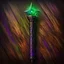 Placeholder: Closeup of an old, dark, wooden magical wand used for black magic. Poison-Green and violet details. Evil. Dark. Black magic. No detailed background.Magical. Epic. Dramatic, highly detailed, digital painting, masterpiece