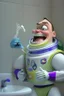 Placeholder: Buzz Lightyear from Toy Story brushing his teeth