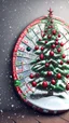 Placeholder: Dartboard als Christbaum Cartoon , Schnee, Weihnachtskugel, Wichtel