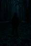 Placeholder: A dark shadow standing in a dark and quiet forest with lots of plants and vegetation