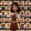 Placeholder: a portrait of smiling girl. carricature. cute. adorable. black hair. medium hair. fair skin. dark brown eye pupils. monolid eye. small nose. heart face shape. formal dress. pixar style. 3D. 4k. portrait. highly detailed. sharp focus. high resolution. full color. cinema lighting