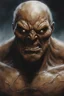 Placeholder: a closeup facial portrait of the thing from the Fantastic 4 - extreme action pose - oil painting by Gerald Brom