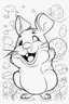 Placeholder: blank colouring book, white blank background, simple picture for toddlers, hamster, disney and pixar style