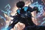 Placeholder: Miles in 8k solo leveling shadow artstyle, Crystal and Symbiote them, neon effect , magic circle, close picture, full body, apocalypse, intricate details, highly detailed, high details, detailed portrait, masterpiece,ultra detailed, ultra quality
