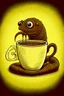 Placeholder: leech drinking coffee