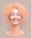 Placeholder: a woman smiling face, close eyes, pastel peach colors, neuron molecule hair thread imitation, logo illustration