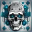 Placeholder: FLAT VECTOR LAYERED IMAGE OF CYBERNETIC SKULL PARTS IN A SCHEMATIC