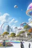 Placeholder: ville futuriste ultra moderne, ufos, rainbows,intergalactic city