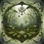Placeholder: realistic image like a photo of Indian mandala of forest. on first plan ferns, behind roots, tress, flying birds