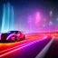 Placeholder: a guy in a futuristic motorbike leaving a futuristic city with neon lights at night, through a super highway, high speed, ASUS Republic of Gamers Style,Wallpaper for large desktop pc, Looking from behind from a higher view to the highway seeing tall skyscrapers, outer space, vanishing point, super highway, high speed, digital render, digital painting, beeple, noah bradley, cyril roland, ross tran, trending on artstation