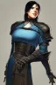 Placeholder: Motoko Kusanagi from "Ghost In The Shell (1995)", clad in medieval stell plate armour, alone, blue eyes, perfect, beautiful, black hair, realistic proportions, androgynous