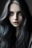 Placeholder: dark long hair gray eyes