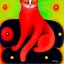 Placeholder: oil portrait of a Red cat sitting in a Black sofa by Joan Miró 8k