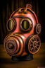 Placeholder: warrior portrait, Bronze metal gas-mask, comic style