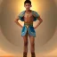 Placeholder: beautiful 12 year old arabic boy with curly hair and light blue eyes dressed in loincloth