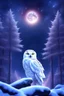 Placeholder: Beautiful snow owl in a magical forest with magical cosmic sky.