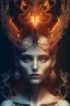 Placeholder: portrait photography of an ethereal beautiful animal goddess, Fire theme art, Dark moody night atmosphere, Portrait of a woman by Michelangelo, 8K, close-up face, anatomically perfect face, oak tree roots, ignore NSFW