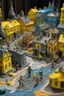 Placeholder: A gray town made out of toys painted by Vincent van Gogh