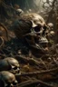 Placeholder: Bosch nightmares paint if style Title: skull, spiders, human bones "Bees, farm, snakes " Tuttle snakes, intricate insanely , scorpions ,detailed octane render trending on artstation, 8k artistic photography, photorealistic concept art, soft natural volumetric cinematic perfect light, chiaroscuro, award-winning photograph, masterpiece, oil on canvas, Raphael, Caravaggio, Greg Rutkowski, people, beksinski, Giger