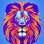 Placeholder: Lion portrait, bright colors, slash paint, centered