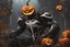 Placeholder: venom machine with pumpkin head in nier automata artstyle, halloween them, close picture, fantasy world, intricate details, highly detailed, high details, detailed portrait, masterpiece,ultra detailed, ultra quality