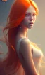 Placeholder: girl, cute, beautiful, head and shoulders portrait by Greg Rutkowski, orange hair, long hair, butterflies in hair, orange dress