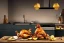 Placeholder: Great Danes stealing food off of a work surface in a kitchen, roast chicken, potatoes, 8k resolution concept art hyperdetailed dynamic lighting DSLR maximalist matte background