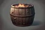 Placeholder: A game asset barrel bursting on fire