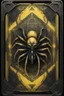 Placeholder: sacred geometry framed playing card, black and yellow death spider dragon dark elf Mind flayer boss card in the style of Giger and fallout 4 ,,bokeh like f/0.8, tilt-shift lens 8k, high detail, smooth render, down-light, unreal engine