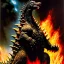 Placeholder: portrait oil on canvas, Godzilla ,comic book cover, mystical colors,insanely detailed,realistic,intrincate detail, 16k resolution, masterpiece,Frank Frazetta,Alex Horley, Simon Bisley,Oscar chichoni