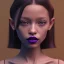 Placeholder: Jenna ortega, wednesday, wearing a dark purple lip paired with the soft smoke around her eyes, wednesday hair, wednesday dress, hyper detail, octane render, unreal engine 5, photorealistic, 8k resulation