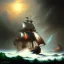 Placeholder: frank frazetta style, pirate ship battle, ocean, storm, night