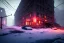 Placeholder: Michigan , streets of detroit, slums, snow, winter , run down, residental homes , night time, destroyed buildings , unity, scriptable render pipeline , red tone , volumetric , blue emission , fog , lighting.