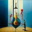 Placeholder: Abstract painting formed by a mix of human flesh-like surgical instruments and universe-like musical instruments,neuralink,minimalism,Painting By Adrian Ghenie, Rene Magritte, Salvador Dali, Lucian Freud