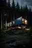 Placeholder: Medium-sized house in the woods made from shipping containers, photorealistic