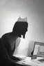 Placeholder: solana king liquidation flush shadow face in a dark room looking at computer oracle of delphi seeing the future in the style of surrealism black and white