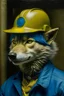 Placeholder: portrait of a wolf with a hard hat by van gogh