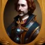 Placeholder: romantic fantasy spray painting, portrait of bard in suit