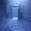 Placeholder: ethereal winter flowers, carved ice door at the end of ice steps, magical atmosphere, Beardsley, Unreal render, cinematic blue --aspect 9:16 --s 2500