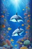 Placeholder: underwater, coral, a dolphin, beautiful colors, fish, very fine detail, high quality, mystical, intricate, Neo-Impressionism, soft lighting, fantasy,